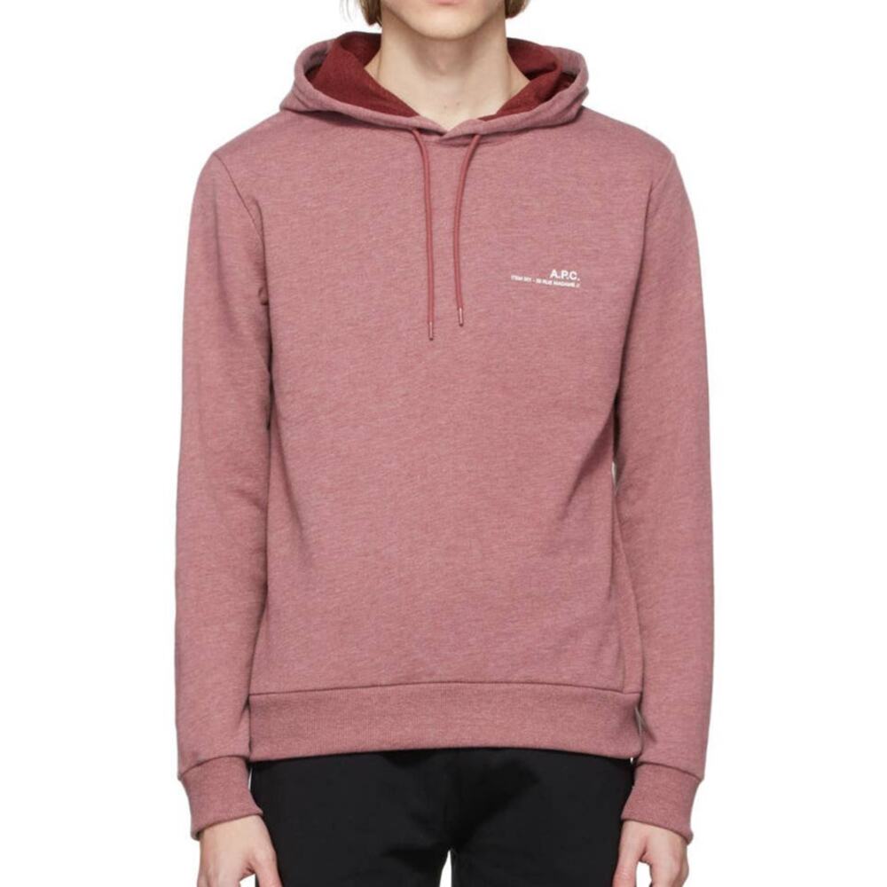 A.P.C. NWT Red Item Hoodie Men's Size XL in Bordeaux Chest Logo Drawstring Hood